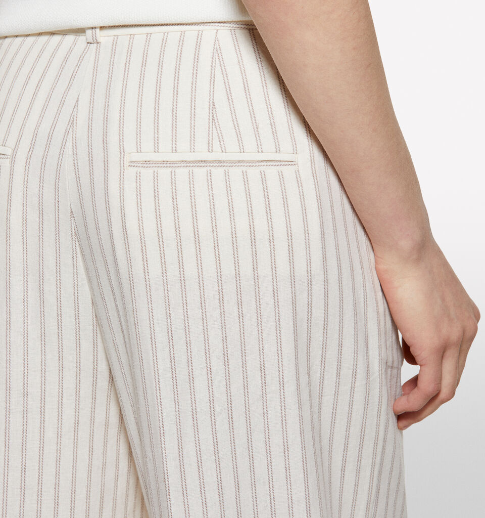 Beige striped trousers - women's palazzo trousers - Creamy White | Sisley image number 5